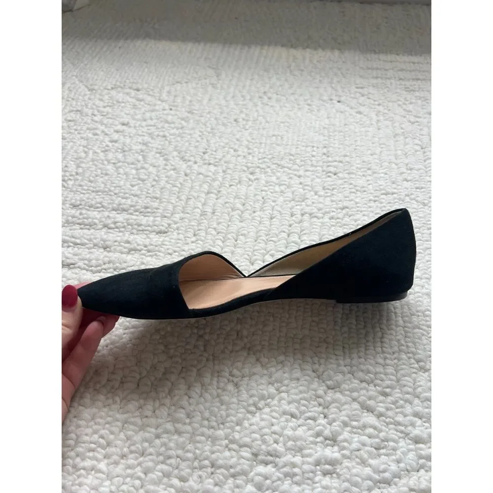 j. crew black leather flats pointed toe asymmetric cut size 8 - Picture 7 of 9